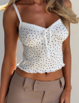 BAILEE CAMI TOP - WHITE POLKA