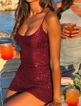 ZEINA MINI DRESS - WINE SEQUIN